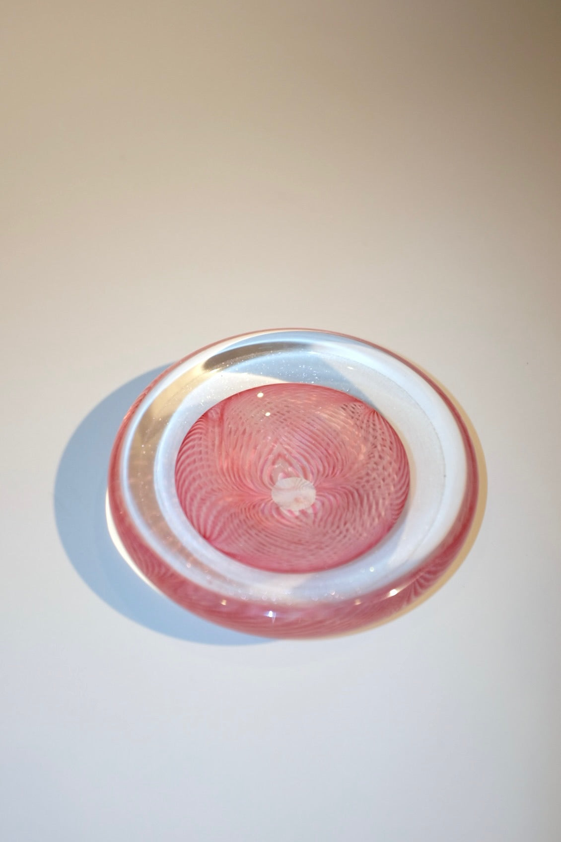 Pink Feathered Glass Dish