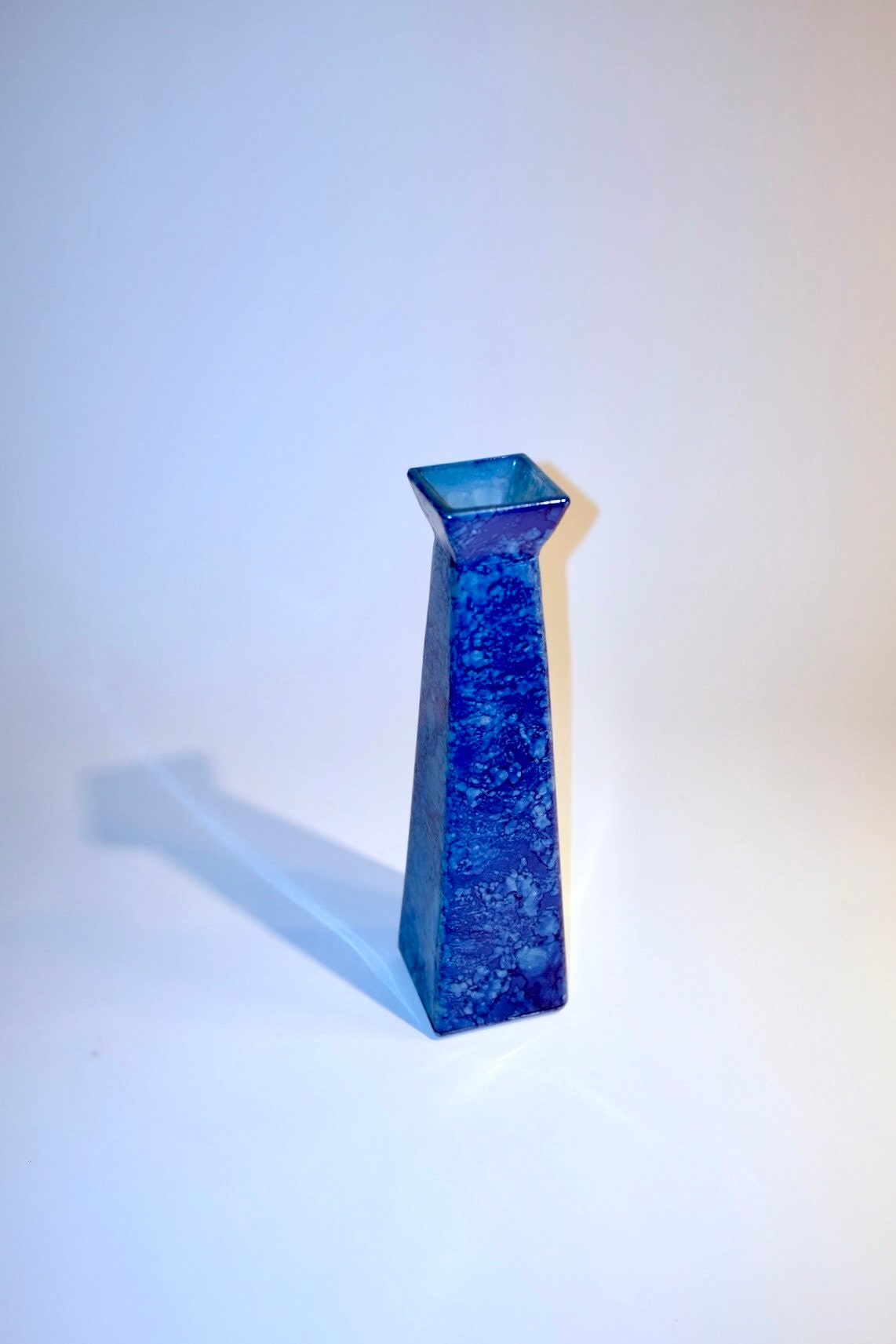 Blue Sponged Glass Vase