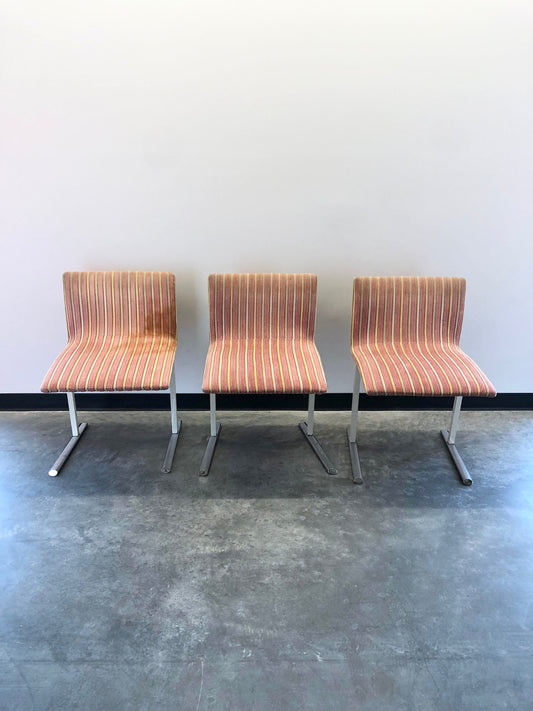 3 Striped Velour Giovanni Offredi for Saporiti Chairs